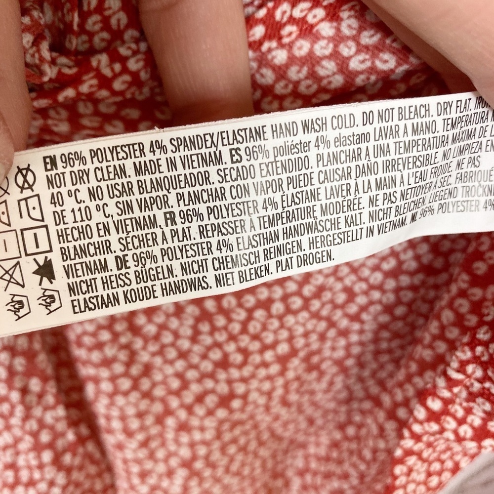 FOREVER 21 Red Floral Open Front Tie Blouse XS - Picture 8 of 9